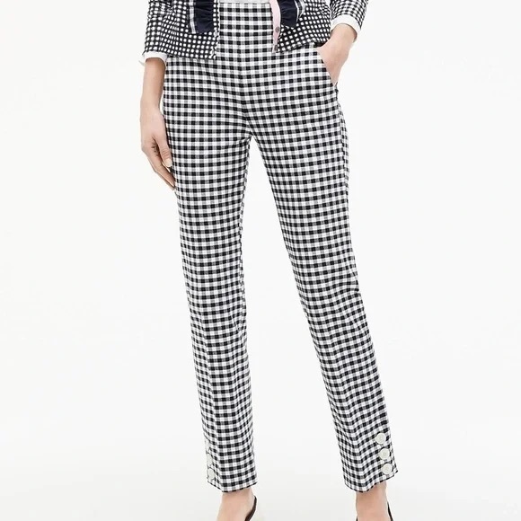 J. Crew Pants - J. Crew Remi Pant Crop gingham button detail High Rise Trousers Tall